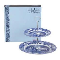 Spode Présentoir à Gâteaux à Deux étages Blue Italian -magasin de tapis 37763 01 03 2168fb99c0