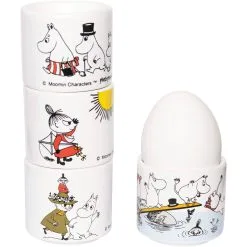 Pluto Produkter Mumin Coquetier Avec Soucoupe, Coquetier En Couleurs 4 Pièces
